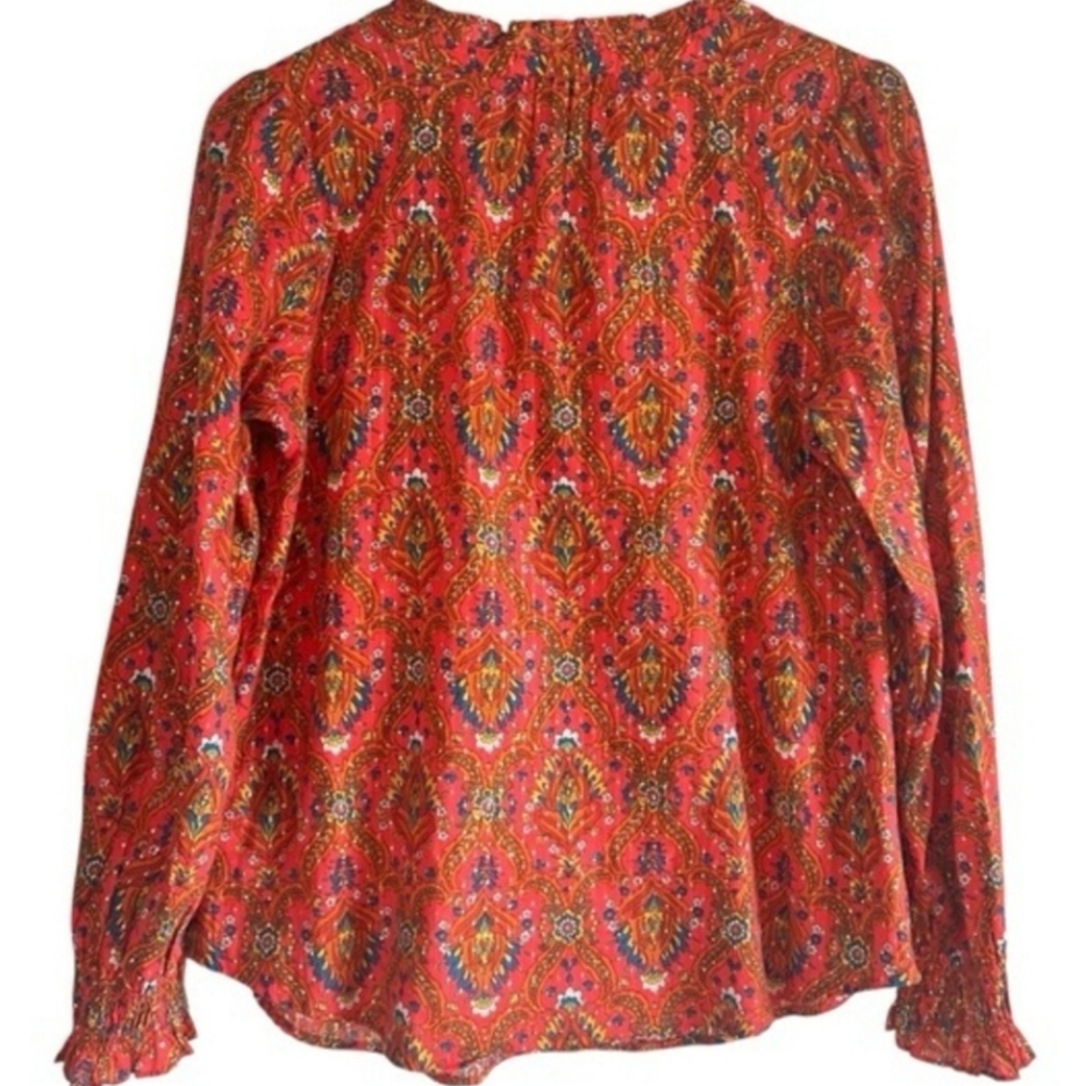 Talbots Floral Lattice Blouse Lightweight Multicolor Metallic Long Sleeve Size M - Picture 2 of 15